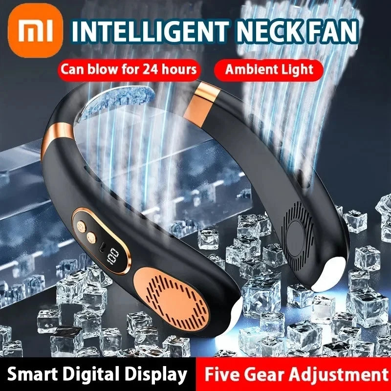 Xiaomi 8000mAh USB Hanging Neck Fan Portable Bladeless Mini Rechargeable Mute LED Digital Display Electric Air Cooler Handheld