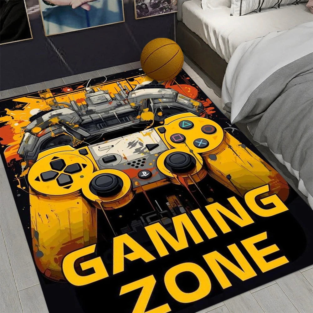 Gaming Rug for Boys Room Gamer Rug with Controller Design Carpet for Game Room Bedroom Decor Non-slip Machine Washab Mat