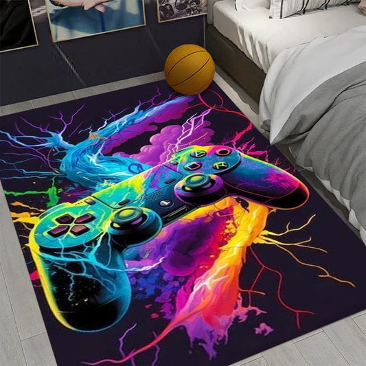 Gaming Rug for Boys Room Gamer Rug with Controller Design Carpet for Game Room Bedroom Decor Non-slip Machine Washab Mat